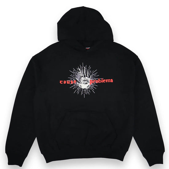 Cause Problems Hoodie - 100% organic cotton, unisex, oversized fit in black - Desperate For Attention Streetwear Brand