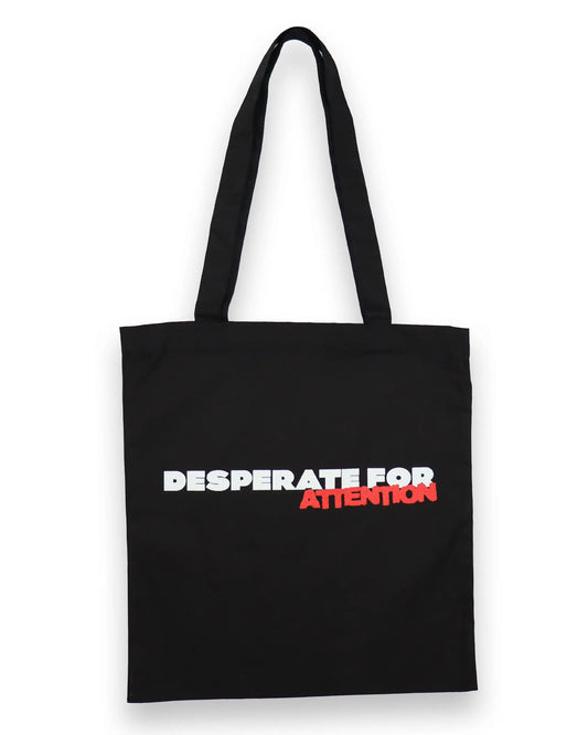 Desperate For Attention Logo Tote Bag -100% cotton, unisex in black - Desperate For Attention