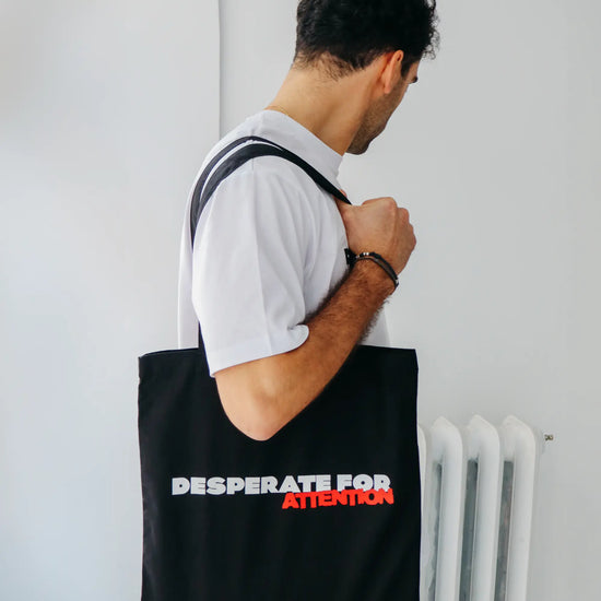 Desperate For Attention Logo Tote Bag -100% cotton, unisex in black - Desperate For Attention