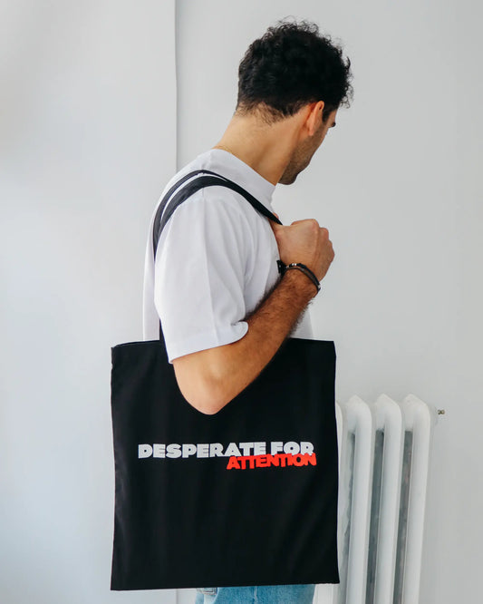 Desperate For Attention Logo Tote Bag -100% cotton, unisex in black - Desperate For Attention