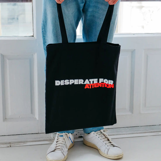 Desperate For Attention Logo Tote Bag -100% cotton, unisex in black - Desperate For Attention