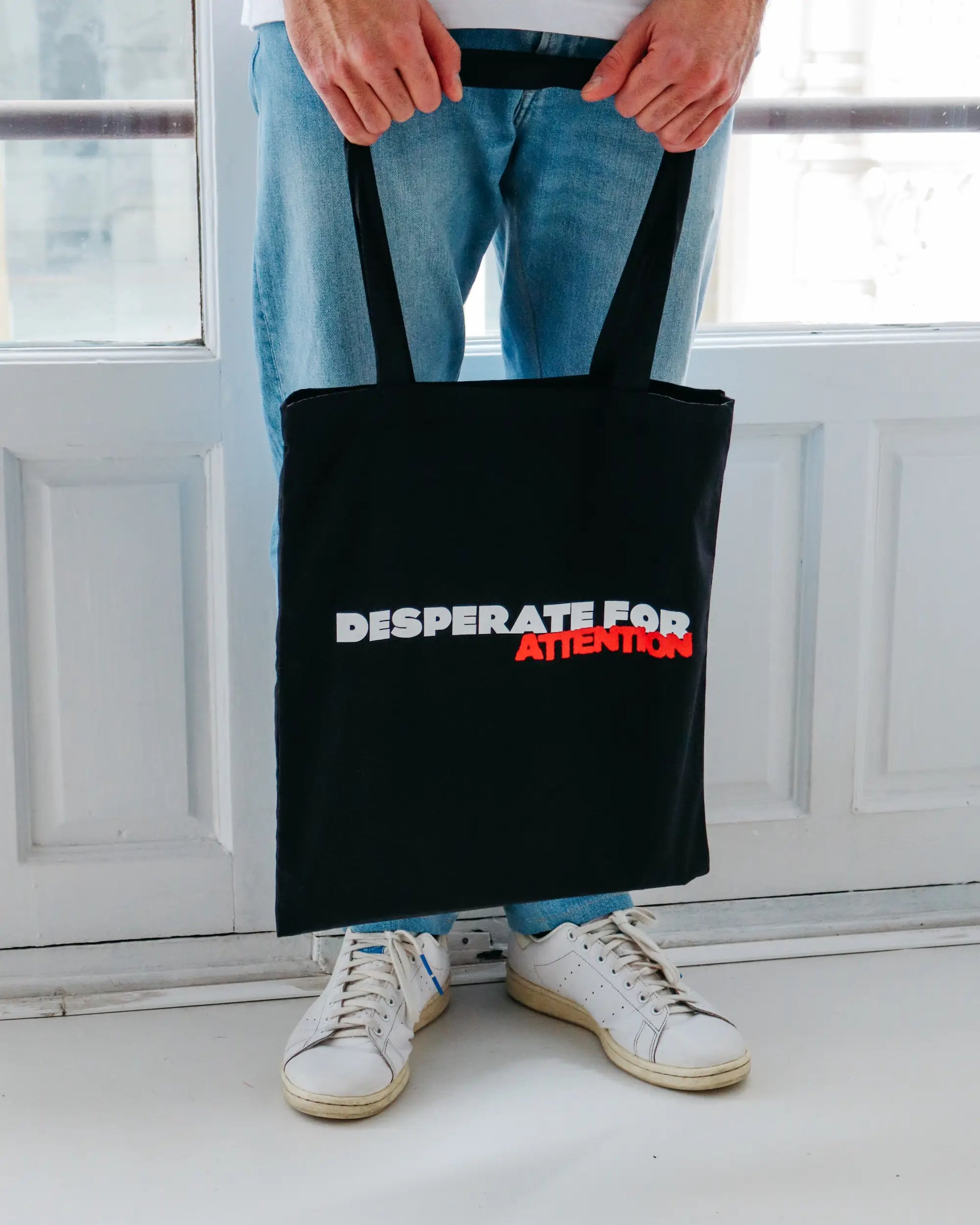 Desperate For Attention Logo Tote Bag -100% cotton, unisex in black - Desperate For Attention