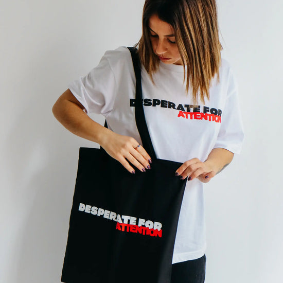 Desperate For Attention Logo Tote Bag -100% cotton, unisex in black - Desperate For Attention