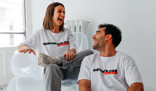 Desperate For Attention Logo T-Shirt - 100% organic cotton, unisex, relaxed fit in white - Desperate For Attention Streetwear Brand